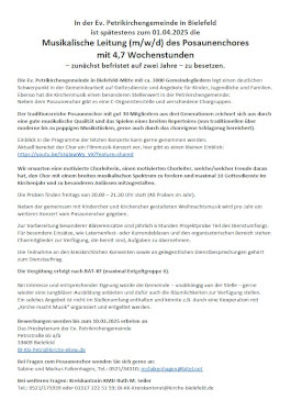 Ausschreibung Posaunenchorleiterstelle